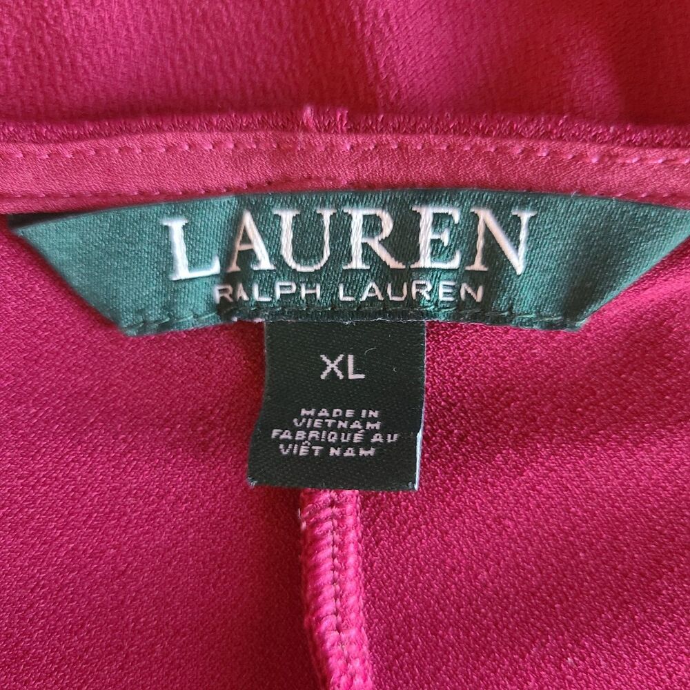Lauren Ralph Lauren Womens XL Red 3/4 Sleeve Tunic Blouse Soft Minimalist Party - Picture 8 of 13